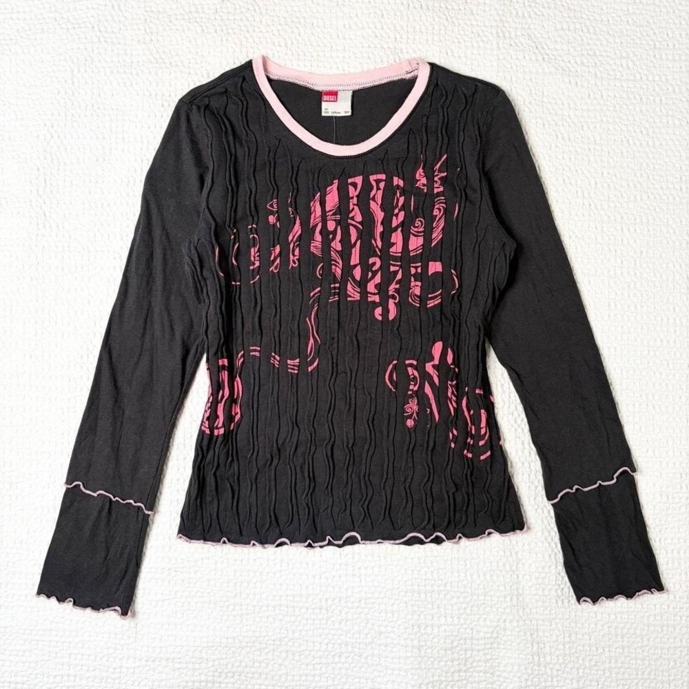 Diesel grungy textured graphic long sleeve